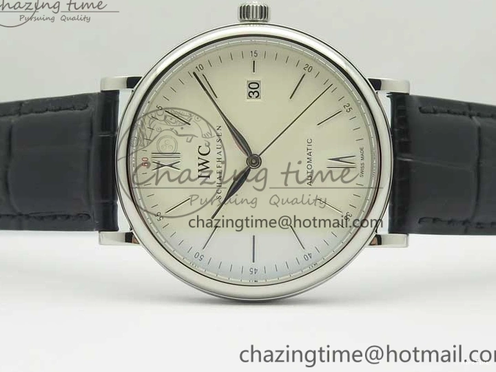 MIROTIME 0812 Portofino Automatic SS MKF 1:1 Best Edition White Dial On Black Leather Strap MIYOTA 9015 V Original 7204